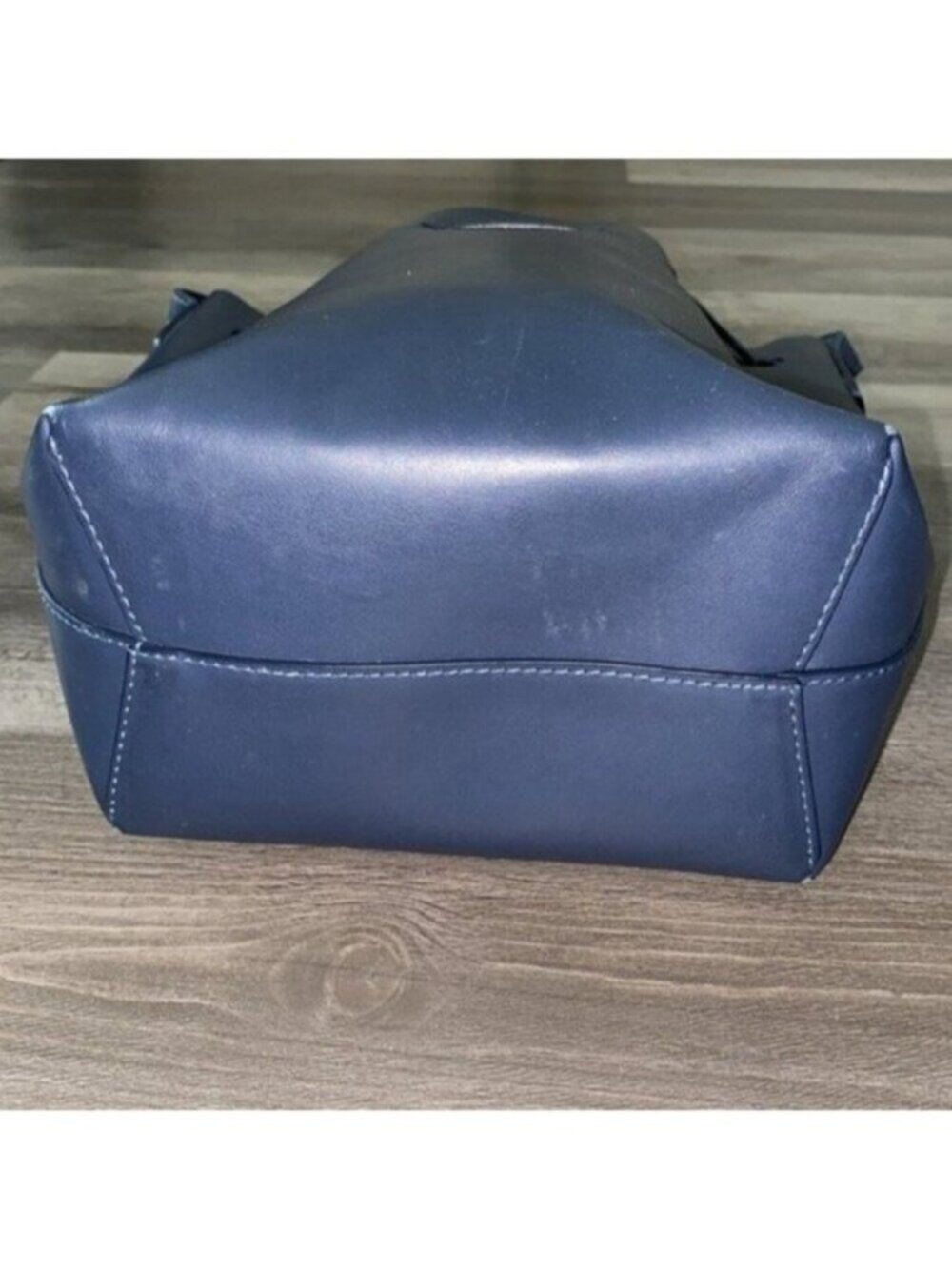 Mansur Gavriel Leather Bucket Bag Drawstring Navy Blue Gold Hardware Purse $695 - Picture 7 of 15